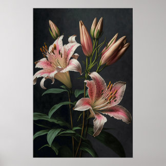 Stargazer rosa Lily Flowers Impressão