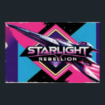 Starlight Rebellion Retro Pop Cultura Poster de 80<br><div class="desc">Starlight Rebellion Retro Pop Culture poster de filmes no estilo Poster de 80s para um filme ficcional de ficção científica, com gradientes de neon, formas geométricas e uma espaçonave brilhante. Título: Starlight Rebellion. Inclui bordas com afalso sofrimento para apelação de safra." Na MadreEagle Inspira, misturamos o poder da poesia que...</div>