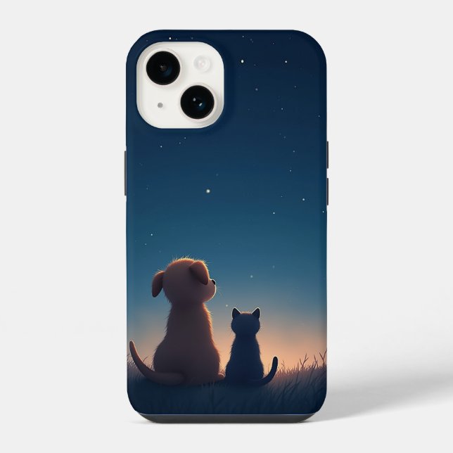 Starlit Puppy & Kitten iPhone 14 Case (Verso)