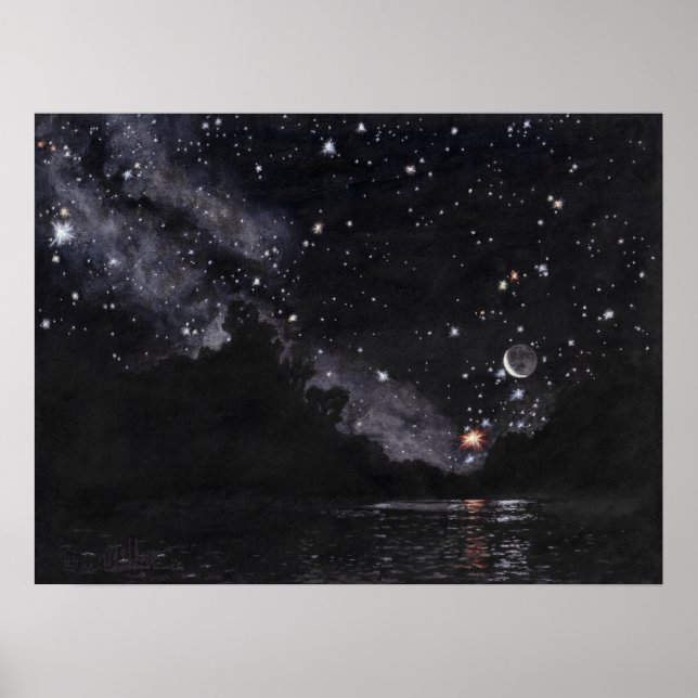 Starlit River Await Scorpio: Impressão 24x18 (Frente)
