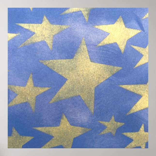 Starry Blue e Dourado Poster (Frente)