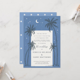 Starry Blue Palm Trees Boho convite para o casamen