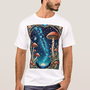Starry Mushroom T-Shirt Encantado Céu Noturno