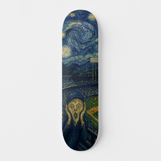 Starry Night Baseball Stadium Skateboard Deck (Frente)