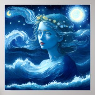 Starry Night 🌌 - Deusa Grega Poster de Fantasia #