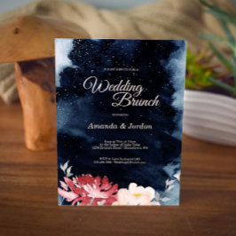 Starry Night Floral Wedding Brunch Convite