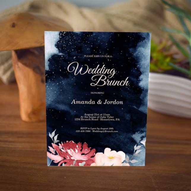 Starry Night Floral Wedding Brunch Convite (Criador carregado)