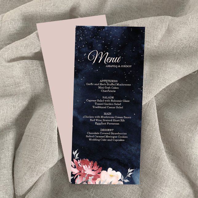 Starry Night Floral Wedding Menu (Criador carregado)