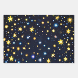 Starry Night Glow Matte Wrapping Paper Set of 3