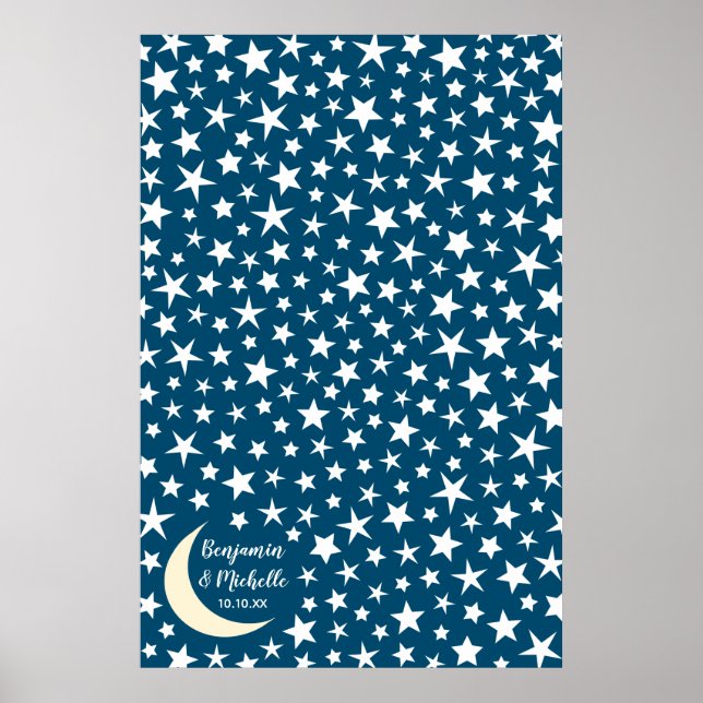 Starry Night Guest Book Poster - 250 Espaços (Frente)