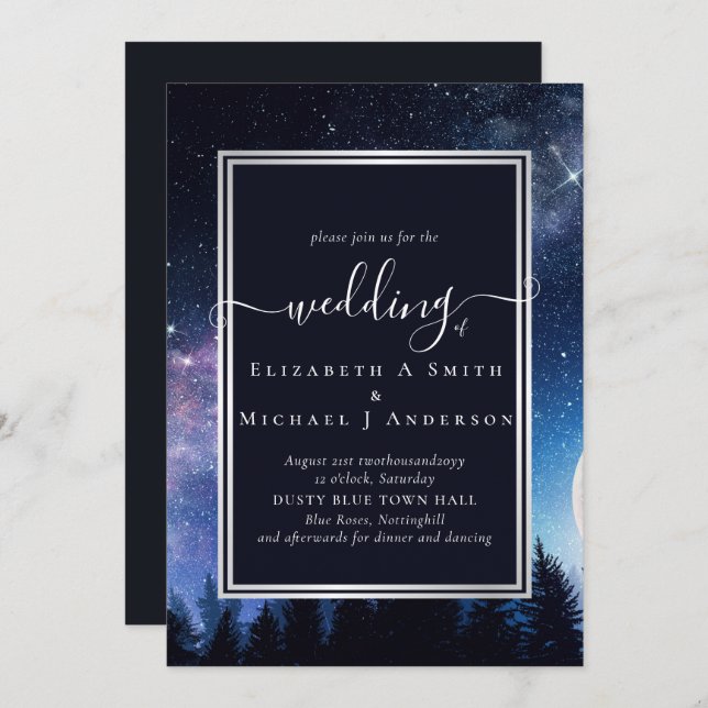 Starry Night Midnight Stars Wedding Budget (Frente/Verso)