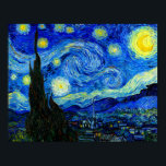 Starry Night por Van Gogh Fine Art Poster<br><div class="desc">Vincent van Gogh - Starry Night pintado na Rua Remy,  França em 1889,  Impressão de Belas Artes. Esta imagem foi digitalmente aprimorada para restaurar as cores originais,  brilhantes e ousadas - um presente perfeito para qualquer amante de arte!</div>