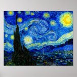Starry Night por Van Gogh Fine Art Poster<br><div class="desc">Vincent van Gogh - Starry Night pintado na Rua Remy,  França em 1889,  Impressão de Belas Artes. Esta imagem foi digitalmente aprimorada para restaurar as cores originais,  brilhantes e ousadas - um presente perfeito para qualquer amante de arte!</div>