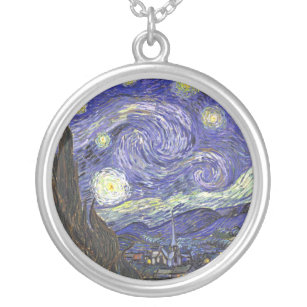 Starry Night por Van Gogh no colar redondo