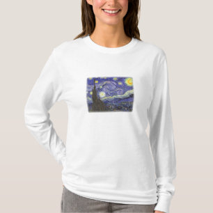 Starry Night por Van Gogh senhoras camisa de manga
