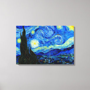 Starry Night por Van Gogh Triple Panel Canvas Prin