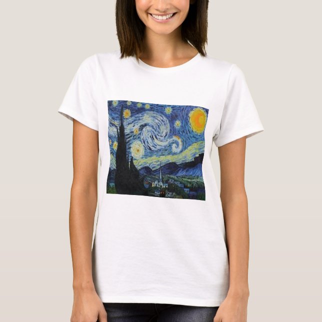 "Starry Night" por Vincent Van Gogh, camiseta (Frente)