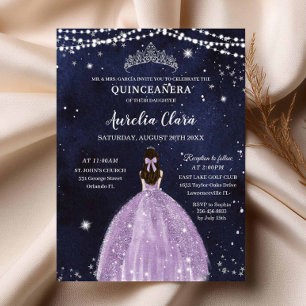 Starry Night Purple Lilac Quinceañera Convite