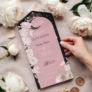 Starry Night Quinceanera Floral Moon Celestial