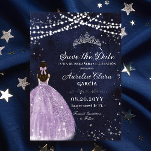 Starry Night Star Purple Quinceañera Salve a Data