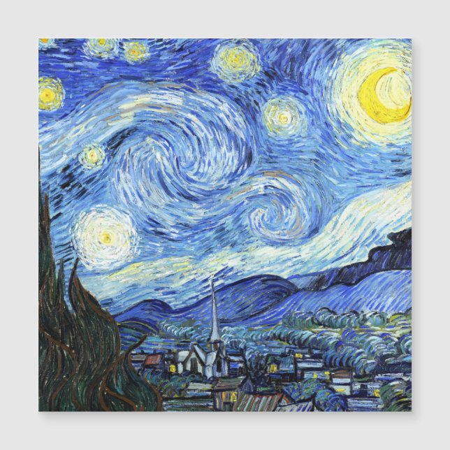 Starry Night Van Gogh Impressionismo Magnet Card (Frente)
