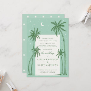 Starry Palm Trees Green convite para casamento
