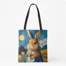 Starry Primavera Bunny Tote Bag