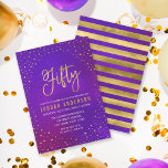 Starry Purple Watercolor 50º Convite de Aniversári<br><div class="desc">Elegante 50º Convite de aniversário, com uma fronteira de estrelas e as palavras "Cinquenta" em ouro falso contra fundo de aquarela roxa. A placa inclui um lado de trás listrado. Veja outros itens correspondentes aqui https://www.zazzle.com/collections/elegant_starry_purple_watercolor_celebrations-119469232199993091?rf=238364477188679314 Personalize-o substituindo o texto do espaço reservado para adicionar suas informações. Para obter mais opções,...</div>