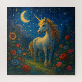 Starry Unicorn Garden - Quebra-cabeça de Noite Mág