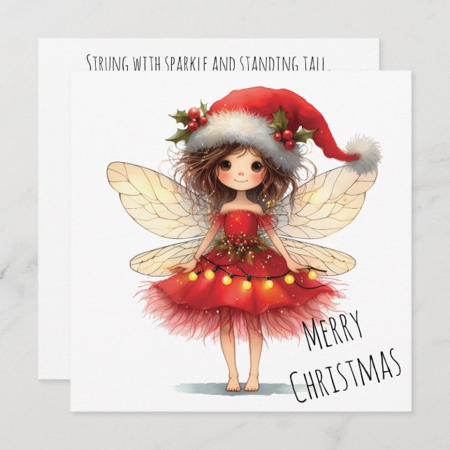 Starry Winged Fairy Holiday Card (Frente/Verso)