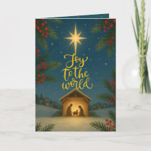 Starry Winter Night Natividade Cartão de Natal