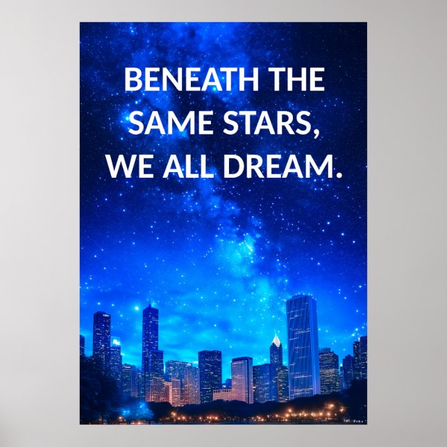 Stars Dream Cityscape Inspirational Quote Poster (Frente)