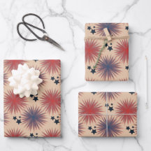 Stars Patriótica Fireworks White Blue Creme