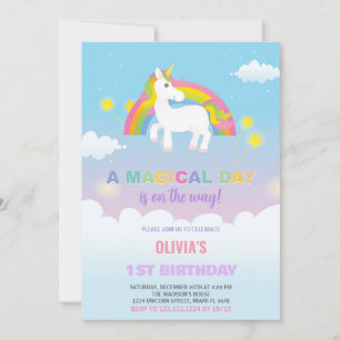 Stars Rainbow Unicorn - Convites de Aniversário