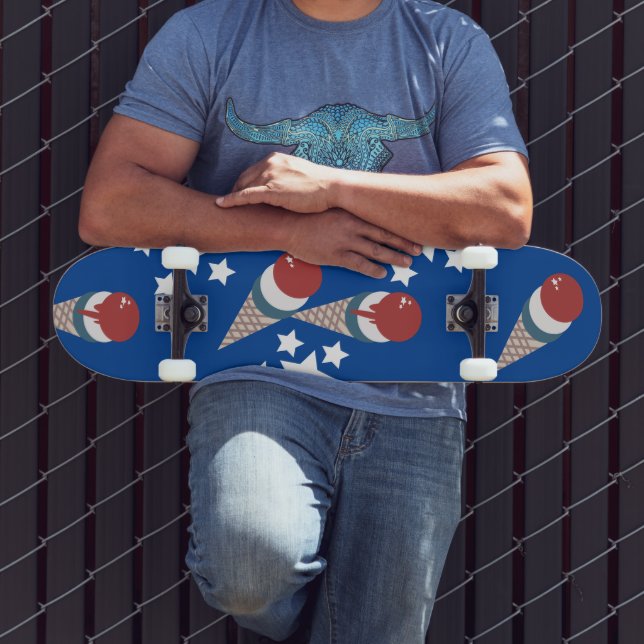 Stars Sorvete Patriótico Padrão Blue Skateboard (Ao ar livre 3)