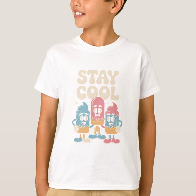 Stay Cool Retro Ice Cream T-Shirt (Frente)