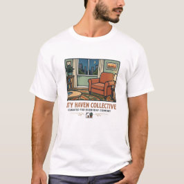 Stay Home Club - Cozy Living Room T-Shirt - Cat Ar