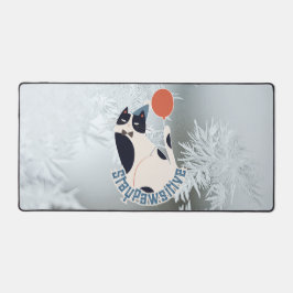 Stay Pawsitive Modern Cat Art Large Desktop Desk M