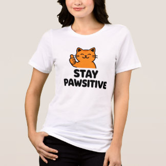 stay pawsitive women's Ginger cat T-Shirt