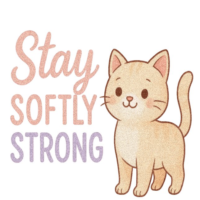 Stay Softly Strong Pastel Cat T-Shirt for Girls (Criador carregado)