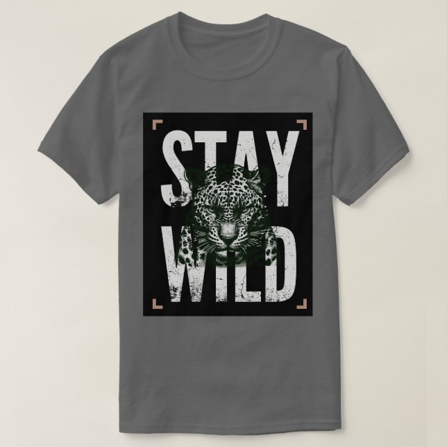 Stay Wild Leopard Face T-Shirt Design (Frente do Design)