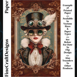 Steampunk / Art Nouveau Mulher CM8 Scrapbook Paper