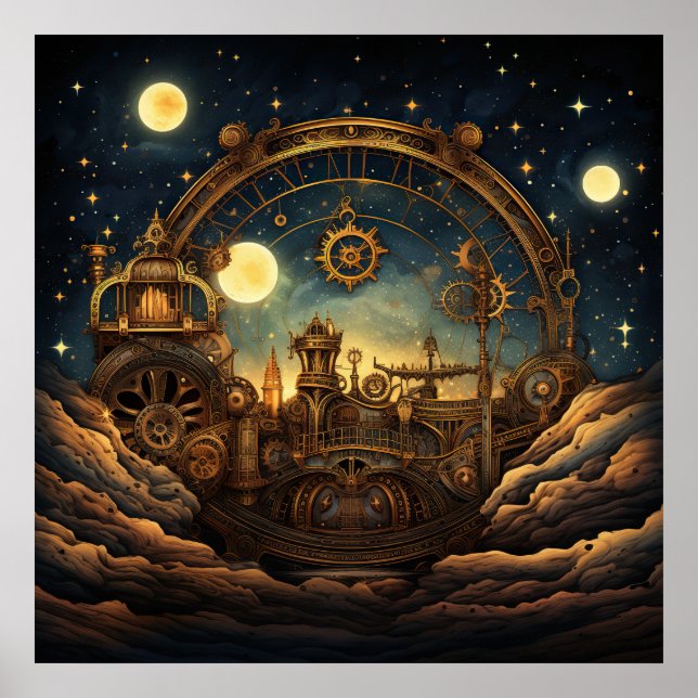 Steampunk Celestial Art Poster (Frente)