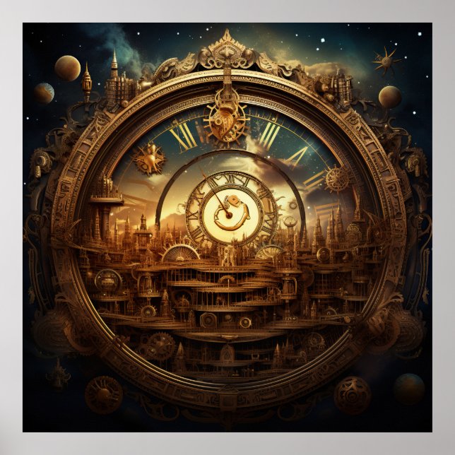 Steampunk Celestial Art Poster (Frente)