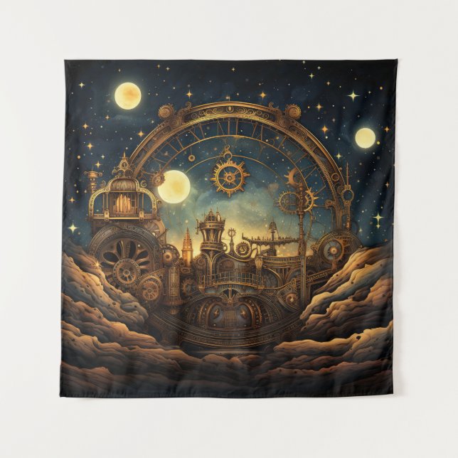 Steampunk Celestial Art Tapeçaria (Frente)