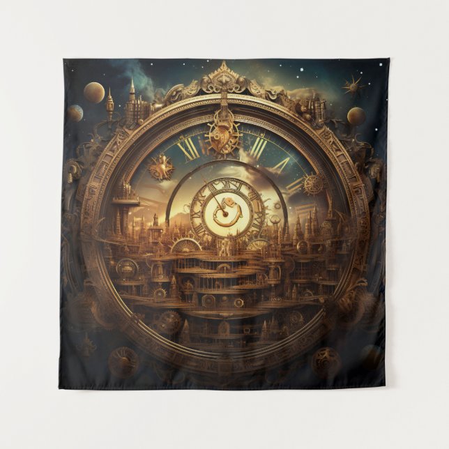Steampunk Celestial Art Tapeçaria (Frente)