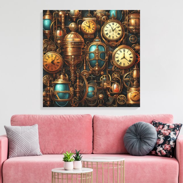 Steampunk Clocks Canvas Art (Insitu(Sala de estar))