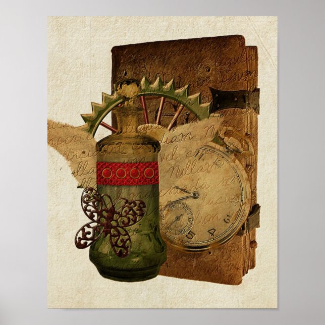 Steampunk Fantasy Collage Poster (Frente)