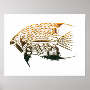 Steampunk fish posters