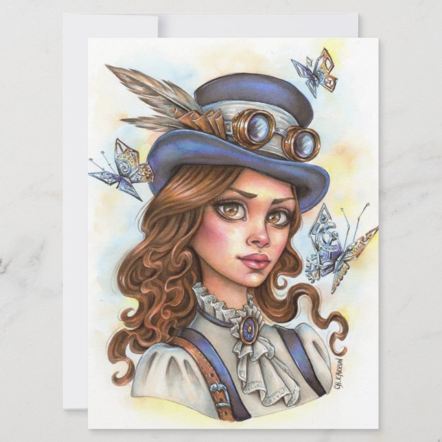 Steampunk Girl Fantasy Female Maggie Art Card (Frente)
